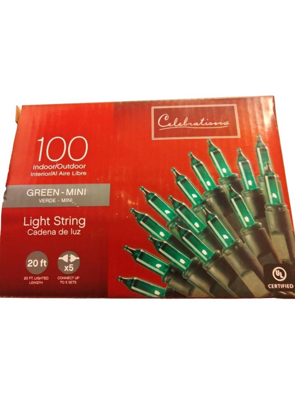 Celebrations Mini Green String Lights Indoor Outdoor St Patricks 100 Ct 20 Ft